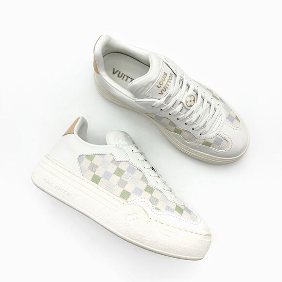 LOUIS VUITTON LV Groovy Platform Logo Sneakers Size 37 US 7 Lace Up Low Top - Picture 1 of 13